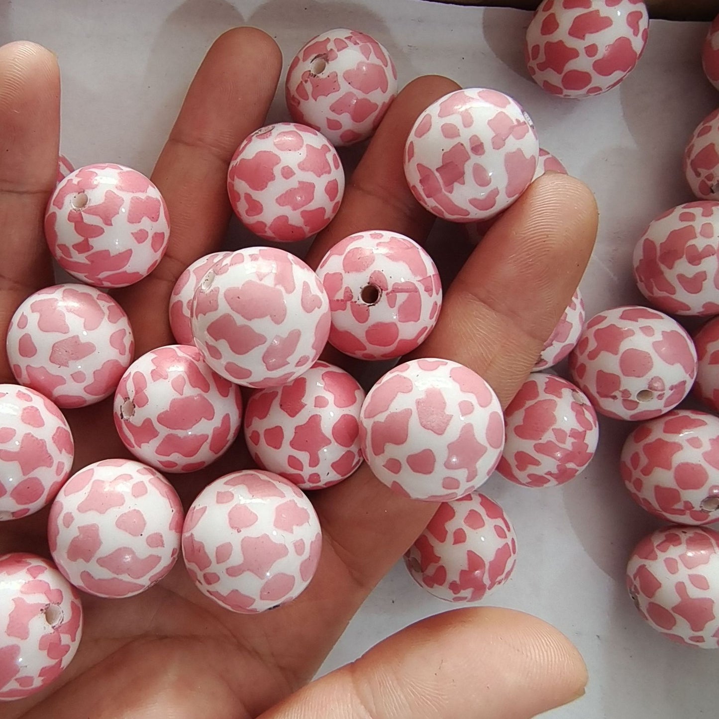 20mm NNFZ-Pink Cow pattern bead