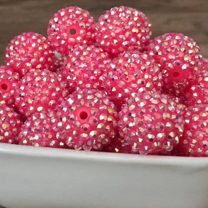 10MM-22MM MHZZ-Rose Red diamante bead