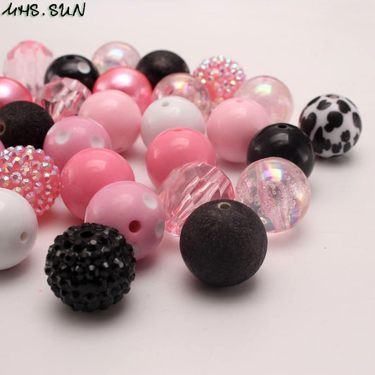 FHBHZ-20mm-pinks black white mixture bead