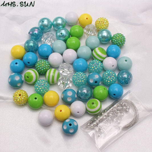 LLHHZ-20mm-blue green yellow mixture bead