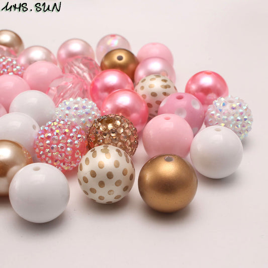 FJZZ-20mm- Pink + Gold mixture bead