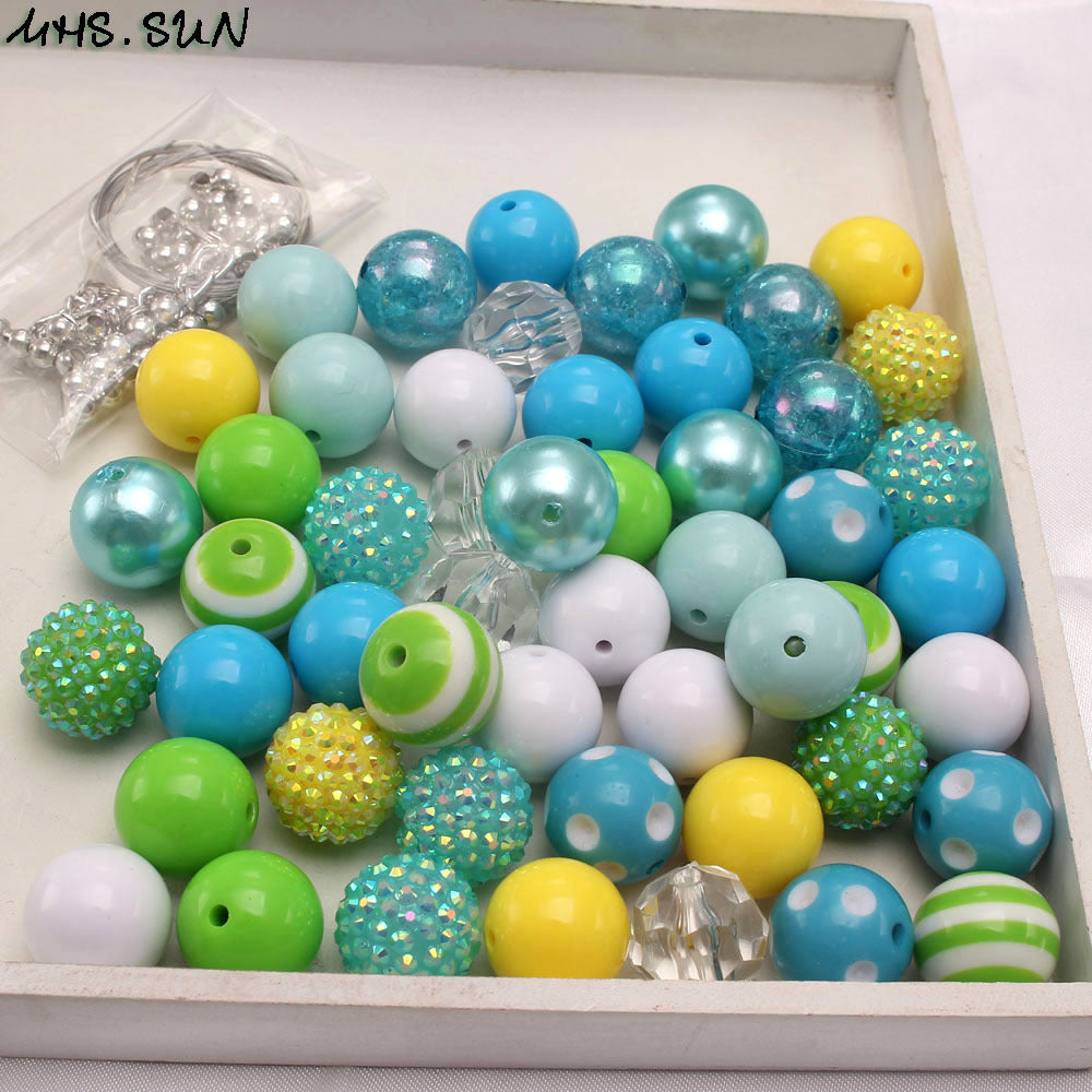 LLHHZ-20mm-blue green yellow mixture bead