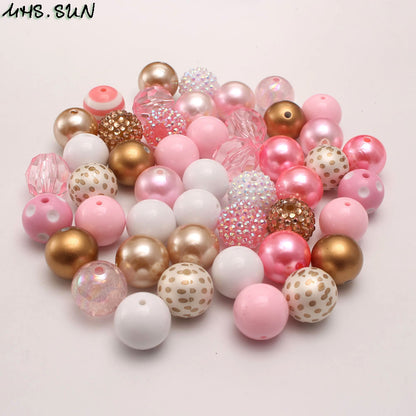 FJZZ-20mm- Pink + Gold mixture bead