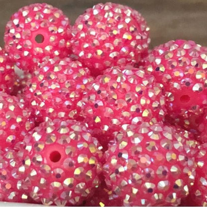 10MM-22MM MHZZ-Rose Red diamante bead