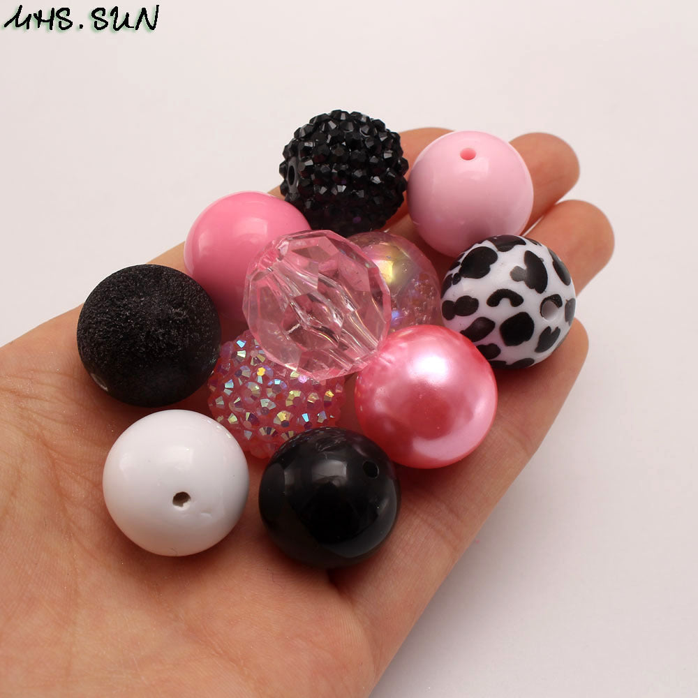 FHBHZ-20mm-pinks black white mixture bead