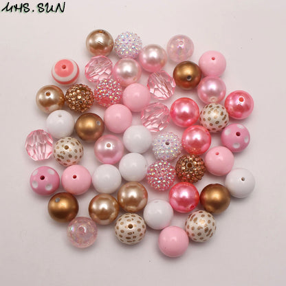 FJZZ-20mm- Pink + Gold mixture bead