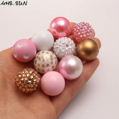 FJZZ-20mm- Pink + Gold mixture bead